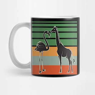 Vintage Flamingo Giraffe Mug